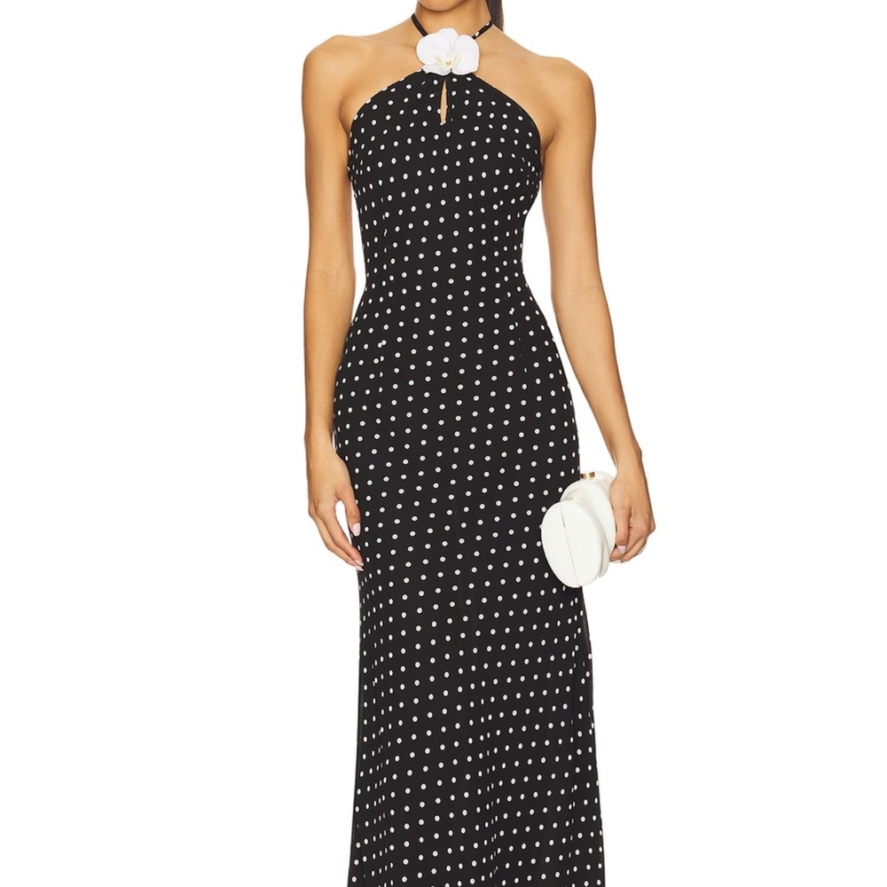 Viella Maxi Dress in Black Polka